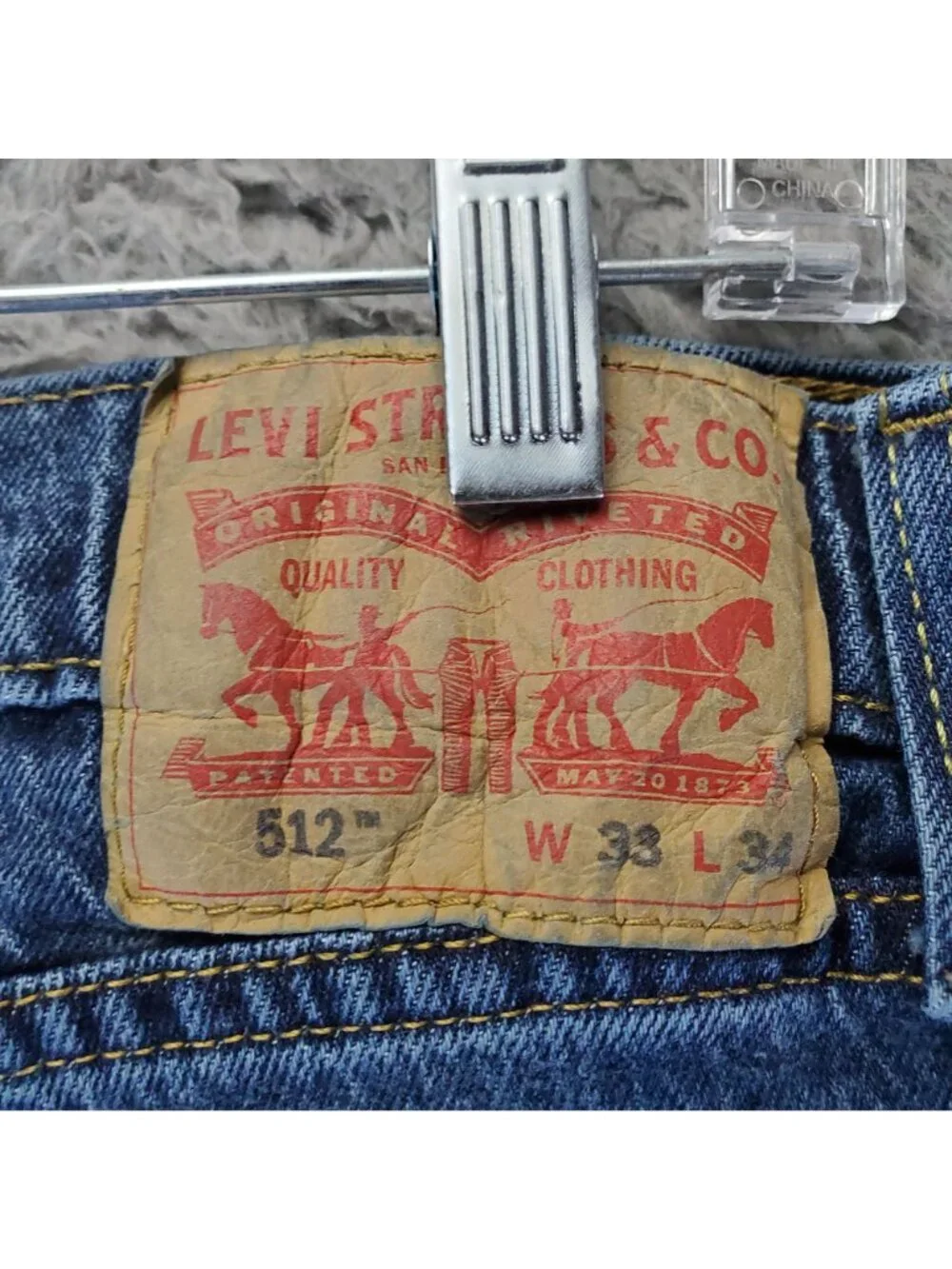 Levis Jeans Mens 38x34 Blue 512 Slim Taper Stretch Denim *Read*